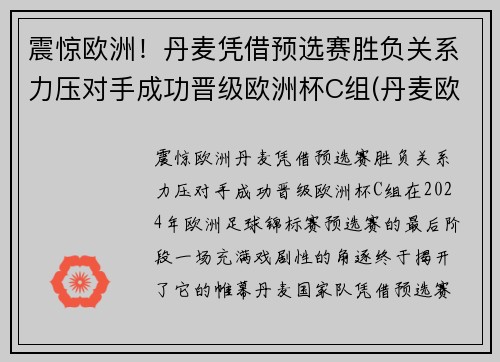 震惊欧洲！丹麦凭借预选赛胜负关系力压对手成功晋级欧洲杯C组(丹麦欧洲杯预选赛阵容)